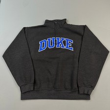 Vintage Duke Blue Devils Sweatshirt Mens XL Gray 1/4 Zip Logo Spellout Pullover picture