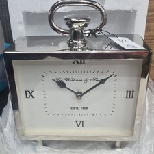 Sir William & Smith Silver Rectangular Analog Desk Clock Roman Numerals Metal picture