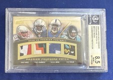 2008 UPPER DECK QUAD PATCHES (LOGOS) RANDY MOSS REGGIE WAYNE TAYLOR CHAMBERS /15 picture