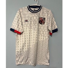 Umbro England Heritage Soccer Jersey Men's S White Grey Geometric Graphic 2270 picture