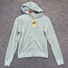 Vintage Juicy Couture Velour Zip Hoodie Sweatshirt Women Large Deadstock Y2K USA picture