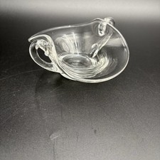 Vintage Clear Crystal Crimped 2 Handled Small Dish FINE QUALITY Glass picture