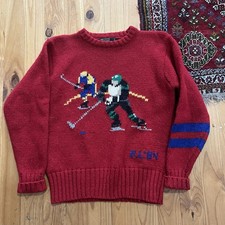 Rare Vintage 1984 80s Polo Ralph Lauren Atari Hockey Knit Sweater Size 16 90s picture