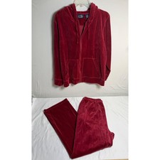 VELOUR C.B. Casual Tracksuit Women XL L Red Excellent picture