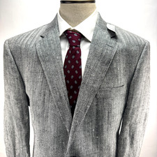 NWT Jos A Bank Tropical Blend Linen Silk Sport Coat Blazer 44L Herringbone $450 picture