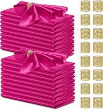 40 Pack Satin Napkins and Napkin Rings Set of 20 Hot Pink Satin Table Napkins 17 picture