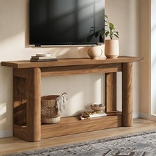 63-Inch Tall Farmhouse TV Stand Console Table for 55-75 TV Rustic Brown picture