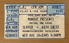 1985 SLAYER HELL AWAITS TOUR SEATTLE CONCERT TICKET STUB REIGN IN BLOOD picture
