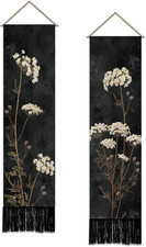 Wall Tapestry Set 2Pcs Lace Flower Tapestry Dark Botanical Wall Art Vintage Herb picture