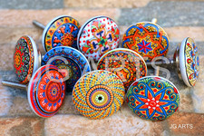 20 X Mix Vintage Look Flower Ceramic Knobs Door Handle Cabinet Drawer picture