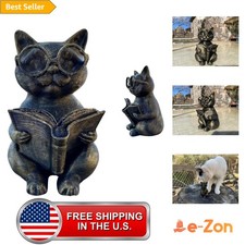 Cute Cat Reading a Book Figurine – Cozy Desk & Bookshelf Decor, Hand Painted ... picture