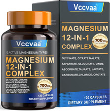 12 En 1 Complejo De Magnesio 700mg Suplemento 120 Cápsulas Para Mujeres Hombre picture