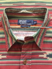 POLO RALPH LAUREN Vintage 90’s Aztec South Western Navajo All Cotton Shirt XL picture