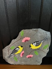 VTG Hand Painted Birds Signed Decorative Slate picture