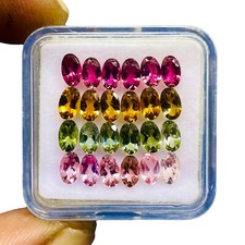 VVS 24 Pcs Natural Multi Tourmaline 5x3mm Oval Cut Loose Untreated Gemstones Lot picture