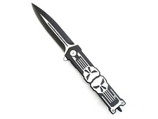 Skull Blade Knife Dual Spring Assisted Knife Punisher inspired Folding Pocket picture
