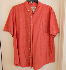 St. John's Bay Men's 2XL Red Short Sleeve Button-Down Chambray Shirt Pockets picture