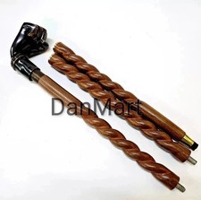 Vintage Wooden Walking Stick Victorian Brass Cane Unique Style Antique gift Head picture
