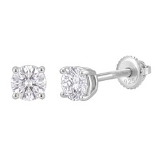 3mm Real Moissanite Stud Earrings - 925 Silver - Screwback or Pushback - Pair picture