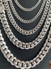 Real Solid 925 Sterling Silver Miami Cuban Chain Or Bracelet 5-14mm Box Clasp picture