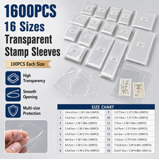 1600Pcs Clear Stamp Pockets 16 Sizes OPP Holders Album Collection Storage Sleeve picture