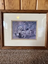 Ruane Manning Lithograph Yellow Labs Decoys Framed Signed Double Matted Awesome picture