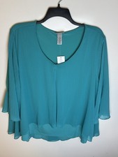CATHERINES Women’s size 3X teal double layered blouse top NEW picture