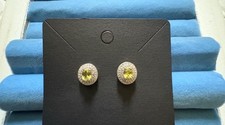 AAA Sava Sphene and White Zircon Double Halo Earrings - 1.50 ctw. picture