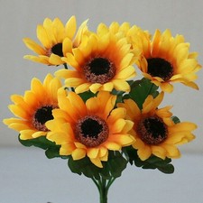26-Head Artificial Silk Sunflower Bouquet Flowers Ornaments Home Wedding picture