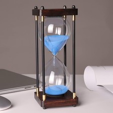 Premium Large Hourglass Sand Timer 60 Minutes, Decorative Sandglass Clock, Blue picture