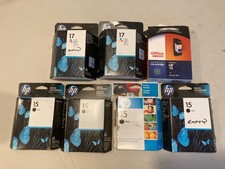 HP 15 Black & HP 17 Color Ink Cartridge Lot 7 Empty Boxes Virgin Core Refill picture