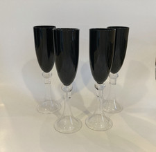 (4) Pier 1 Dante Black Champagne Flutes With Clear Hollow Stem picture