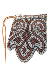 Art Deco Steel Beaded Unique Scalloped Drawstring Purse w/ Vibrant Colors picture