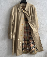 Burberry Mens Trench Coat Nova Check Beige Large Wool Long Sleeve Button picture
