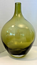 Vintage Ikea Jelinek Salong Vase Olive Green Hand Blown Short Neck EUC picture