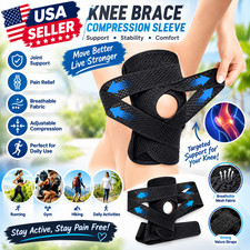 Knee Brace Compression Sleeve Joint Support Open Patella Stabilizer Wrap New picture