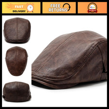 Vintage Leather Newsboy Flat Cap, Ivy Hat for Men & Women, Stylish Driving Hat picture