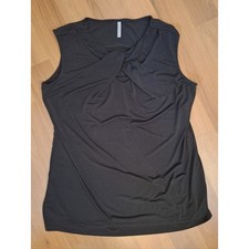 Passport Womens Sleeveless Twist Front Tank Top Black Blouse XL RN 92608 picture