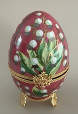 Hand-Painted Fabergé Limoges “Lilies of the Valley” Porcelain Egg picture