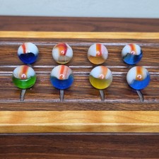 Vintage Vitro Agate Helmet Marbles Lot of 6 Patch Near Mint UV Reactive picture