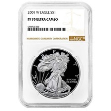 2001-W Proof $1 American Silver Eagle NGC PF70UC Brown Label picture