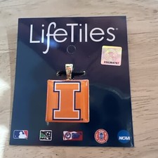 Illinois Fighting Illini Pendant Orange Blue Wooden Necklace Charm LifeTiles NEW picture