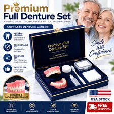 premium Silicone Dentures kit Upper Lower False Teeth Set Instant Smile too picture