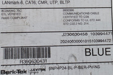 Leviton Berk-Tek 10136339 24/4P LANmark 6 Cat6 UTP Network Cable CMR Blue /100ft picture