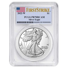 2022-W Proof $1 American Silver Eagle PCGS PR70DCAM FS Flag Label picture