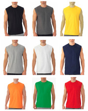 Mens Cotton Sleeveless T Shirt Tank Solid Blank Hot Summer Gym Cool Comfort US picture