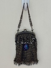 Vtg Kenny Ma Metal Bronze Mesh Swarovski Crytal Handbag Purse – Exquisite Design picture