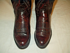 Vtg LUCCHESE All Leather Cowboy Western Boots Size 8.5EE Men's *Black Cherry* picture