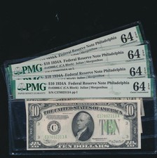 AC $10 1934A Philadelphia PMG 64 EPQ Fr 2006-C (price for one) picture