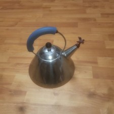 Vintage Michael Graves Stainless Steel Alessi Kettle Blue with Red Bird Whistle picture